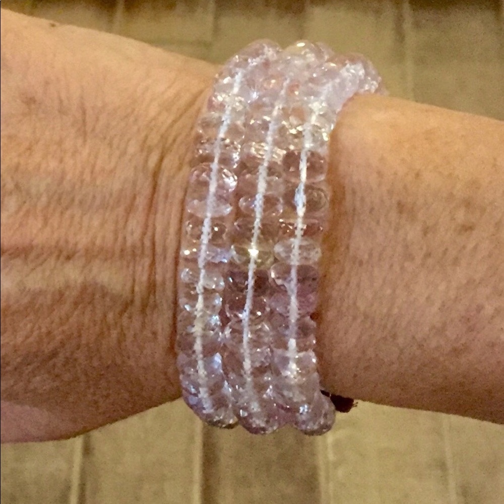 Faceted Pink Amethyst Bracelet w/Leather Enclosure